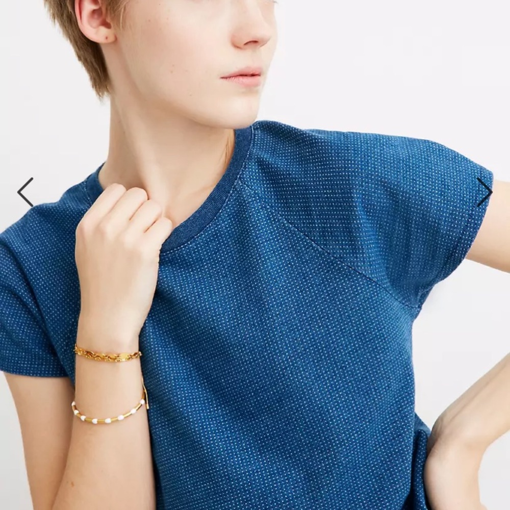 Madewell Flare Sleeve Raglan Tee in Indigo Dot